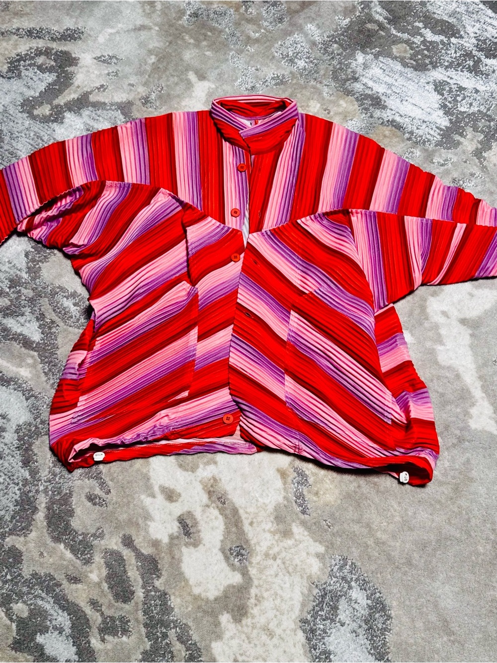 Men's Orange Striped Button-Up Jacket and Pants